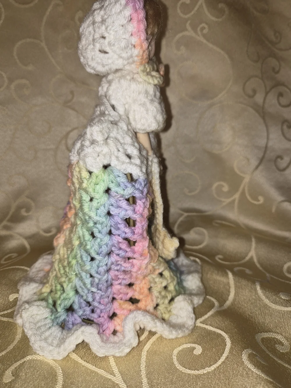 Handmade Crochet Plastic Doll Skirt Set - Pastel Rainbow